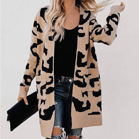 Boho leopard print open front cardigan - Picture 4 of 8